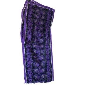 BG Street Vintage 100% Silk Scarf Purple White Motif Lovely Spring Made in Japan